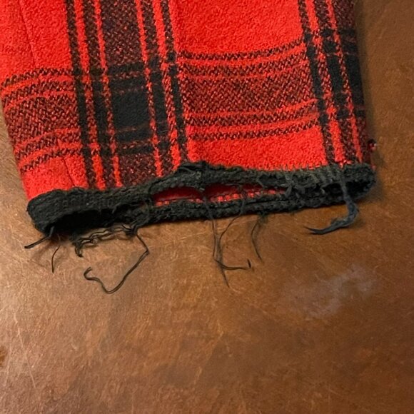 Vintage 1950s Red Plaid Wool Pants Sanforized Rockabilly Button Fly USA flaws - Picture 7 of 15